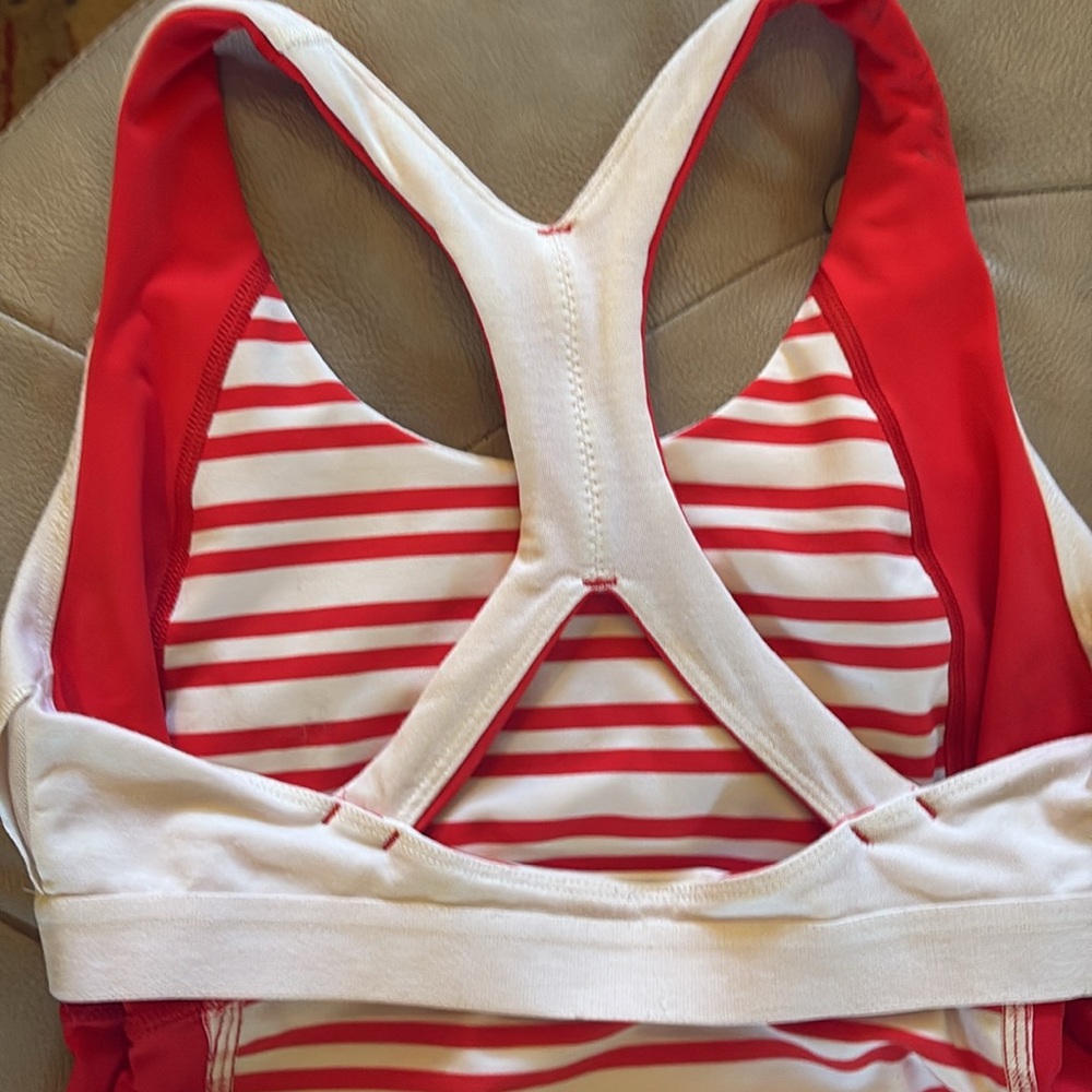 Lululemon XS Tank with built in bra- red and white stripes with one call out❤️ - Picture 11 of 12